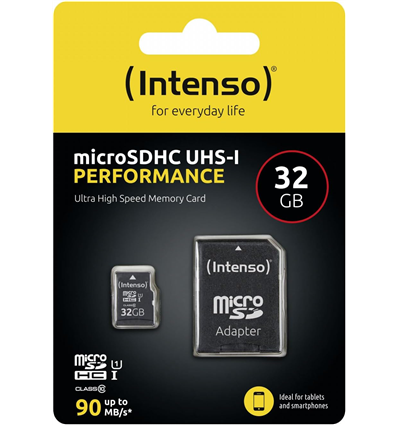 Micro SDHC/SD 32GB Intenso Performance 1 Adapter Class 10 3424480